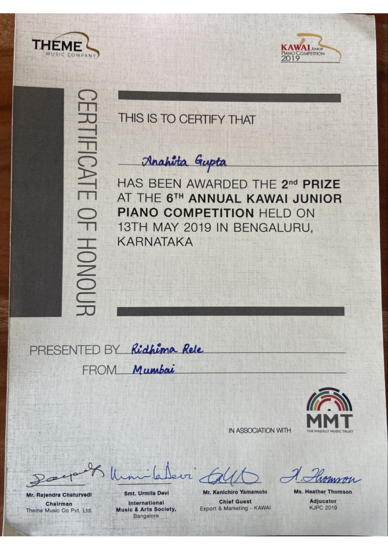 Musical Journey Certificate 1